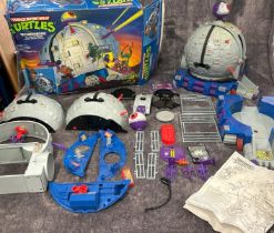 Teenage Mutant Hero Turtles - Two Technodrome playsets, one boxes with accessories, both playworn