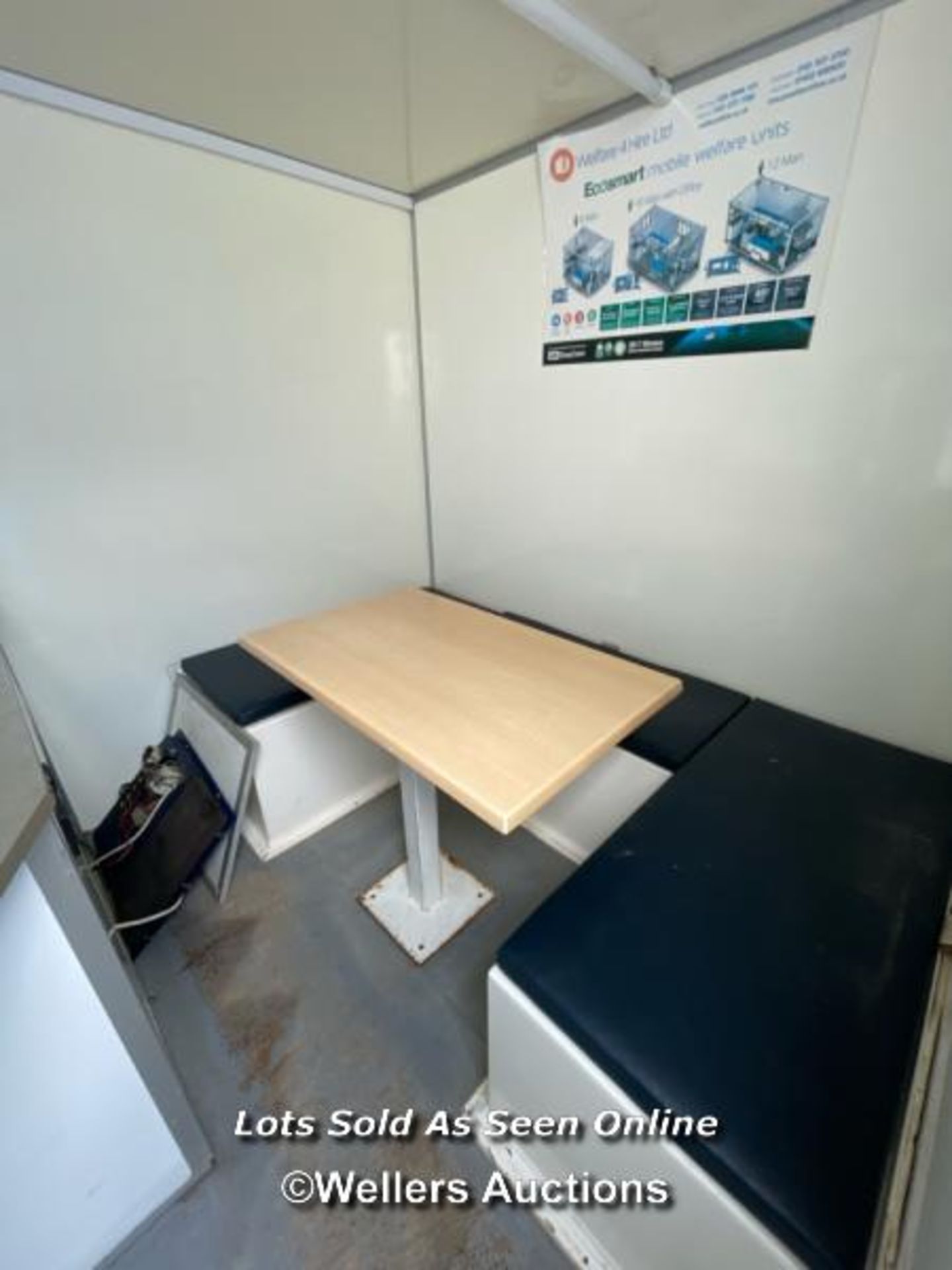 6 PERSON 12 X 7.5FT AJC EASY CABIN TOWABLE WELFARE UNIT, INCLUDES WASH BASIN, KETTLE, MICROWAVE, - Image 7 of 20