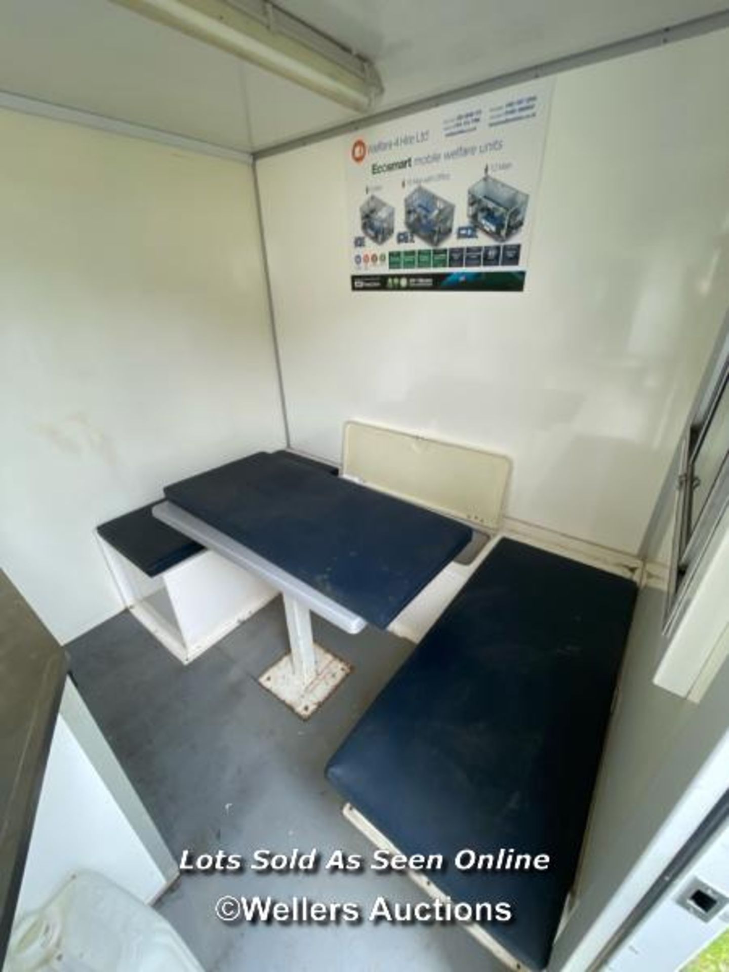 6 PERSON 12 X 7.5FT AJC EASY CABIN TOWABLE WELFARE UNIT, INCLUDES WASH BASIN, KETTLE, MICROWAVE, - Image 8 of 20