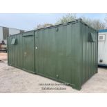 20' X 9' STEEL DRYING ROOM, UNIT INCLUDES TWO HEATERS, MULTIPLE COAT HOOKS, BENCHES AND ELECTRICAL