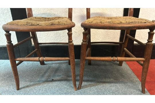 A pair of Victorian dining chairs with floral upholstered seats, 85cm (h) x 40cm (w) x 35cm (d) / - Image 6 of 6