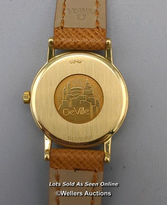 OMEGA DE VILLE LADY'S 18CT GOLD WATCH WITH LEATHER STRAP, CASED DIAMETER 22MM / DOES NOT APPEAR TO - Image 4 of 6