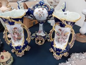3 LATE 19TH CENTURY CONTINENTAL VASES