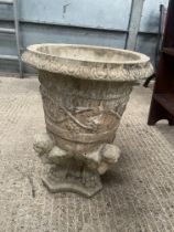 CONCRETE GARDEN URN (GRAPE LEAF, FIGIRAL