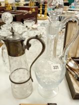 PEWTER & EDGE GLASS CLARET JUG