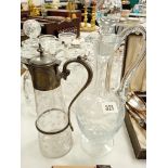 PEWTER & EDGE GLASS CLARET JUG