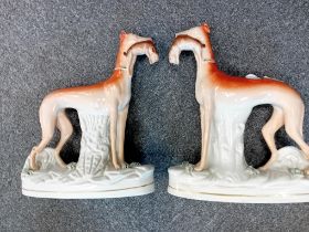 PAIR OF STAFFORDSHIRE GREYHOUNDS