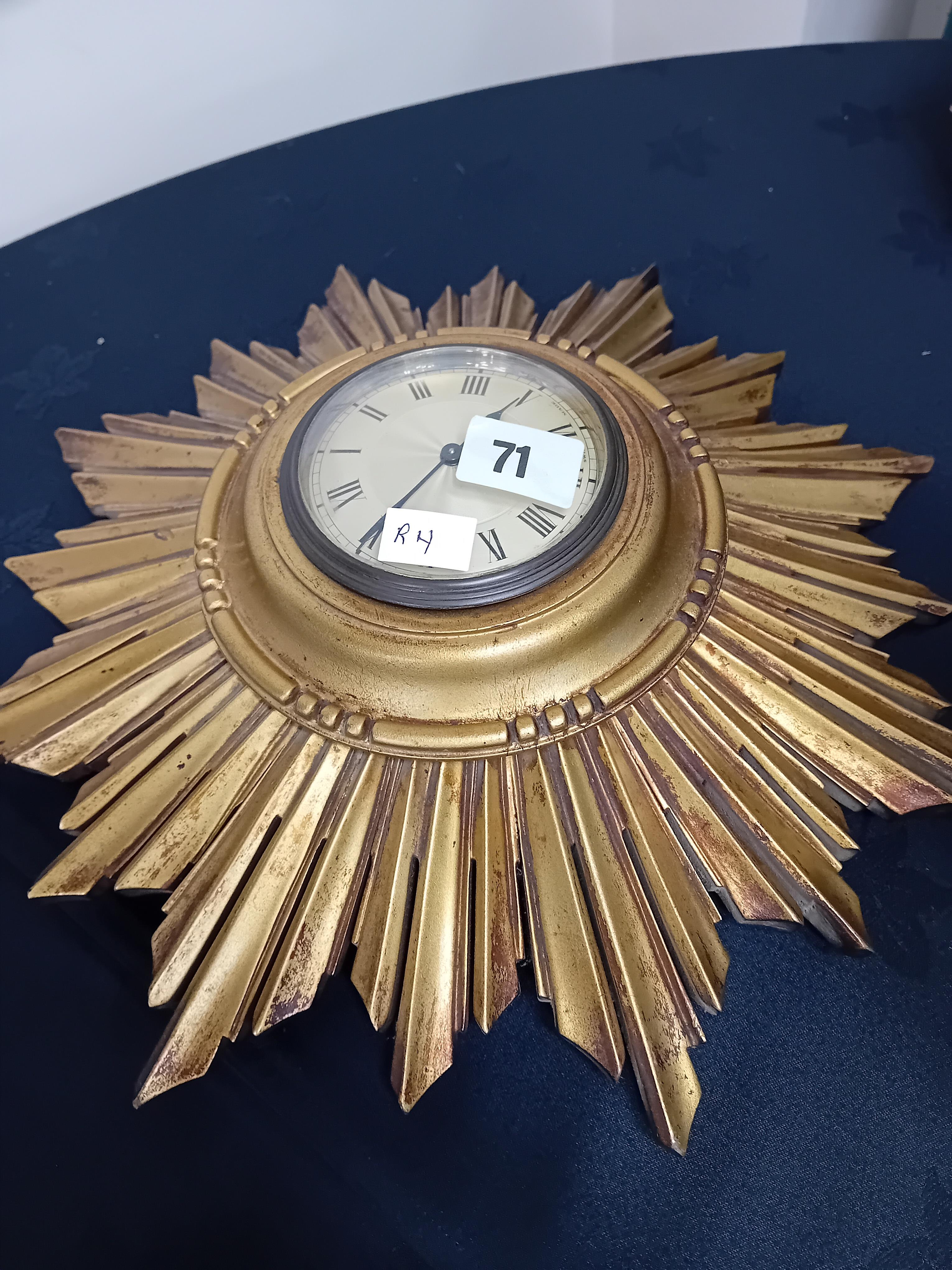 1950S SUNBURST SWISS WALL CLOCK