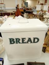 ENAMELLED BREAD BIN, CULLENDER