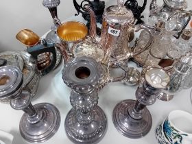 2 VICTORIAN SILVER PLATED CANDLESTICKS