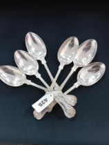 6 HM SILVER KINGS PATTERN DESSERT SPOONS