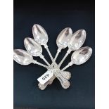 6 HM SILVER KINGS PATTERN DESSERT SPOONS