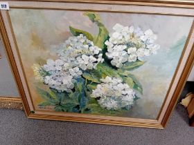 KA MCFARLAN HYDRANGEA OIL ON BOARD