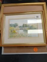 JAN PYM CANAL SCENE SIGNED WATERCOLOUR