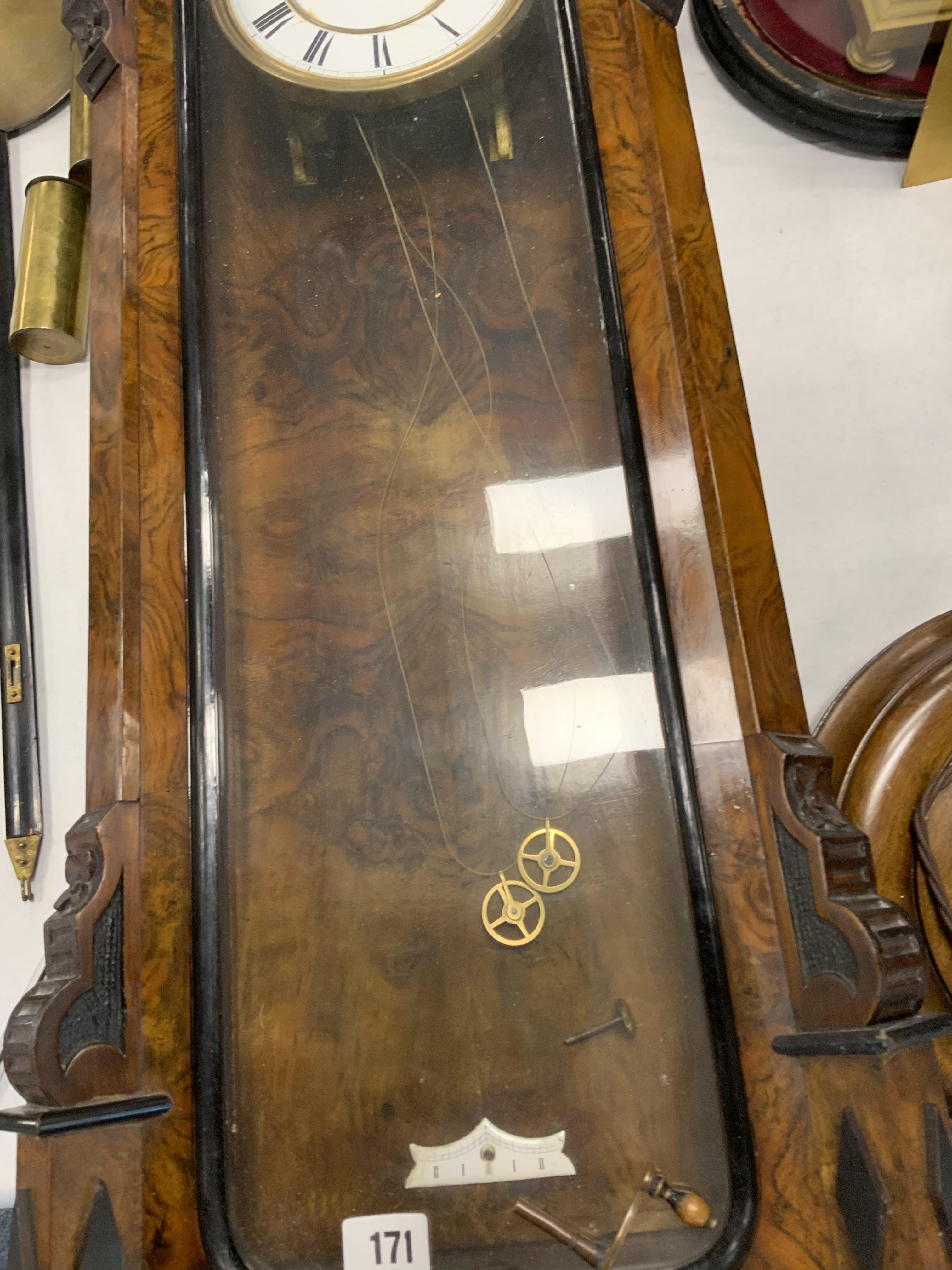 VICTORIAN WALNUT & MAHOGANY CASED CLOCK - Bild 3 aus 11