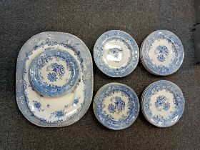 LARGE BLUE & WHITE VICTORIAN MEAT PLATE