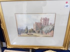 VICTORIAN WATERCOLOUR OF POWIS CASTLE