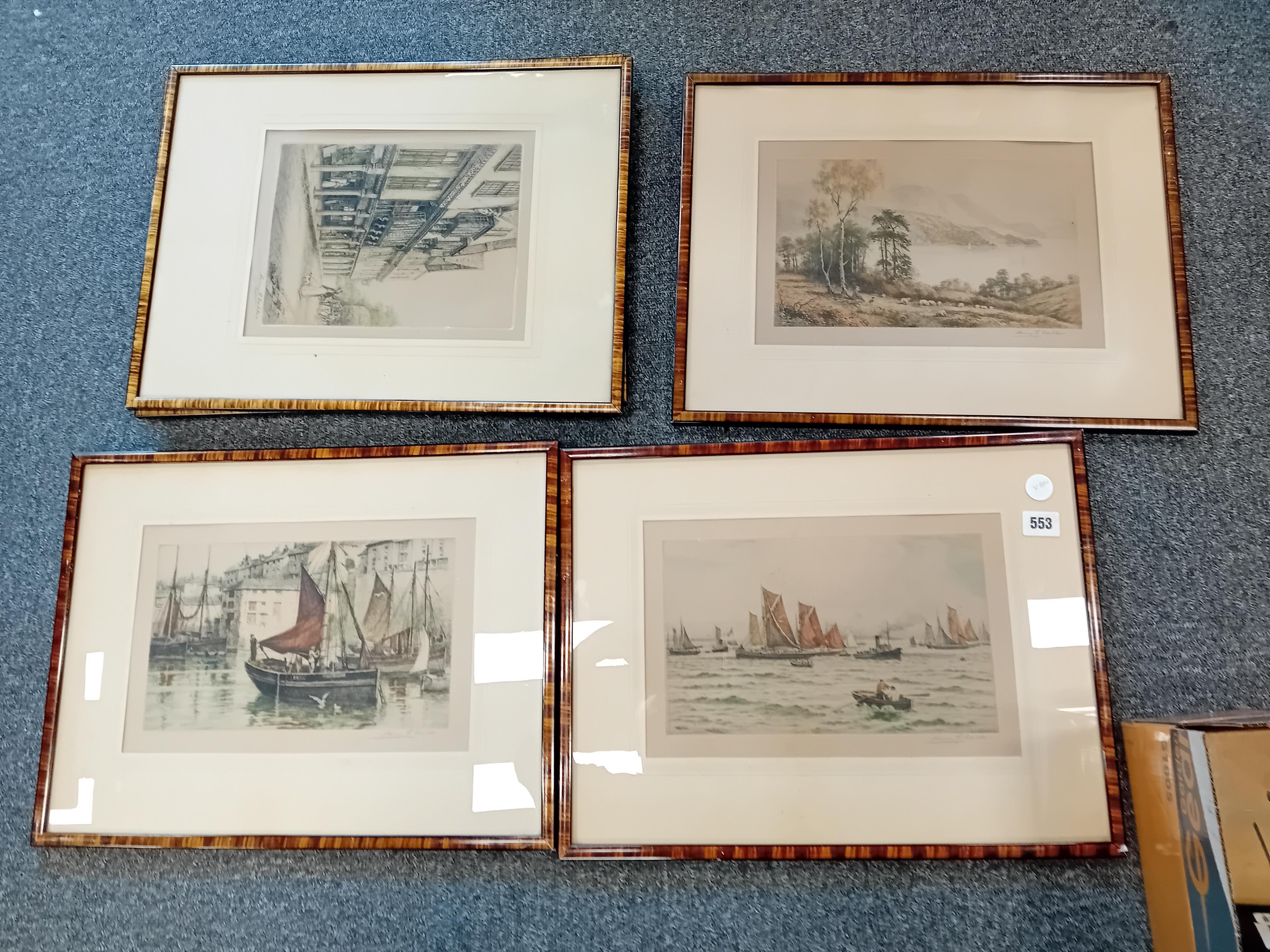 6 COLOURED ETCHINGS OF COASTAL SCENES