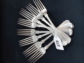 8 EDINBURGH SILVER DESSERT FORKS