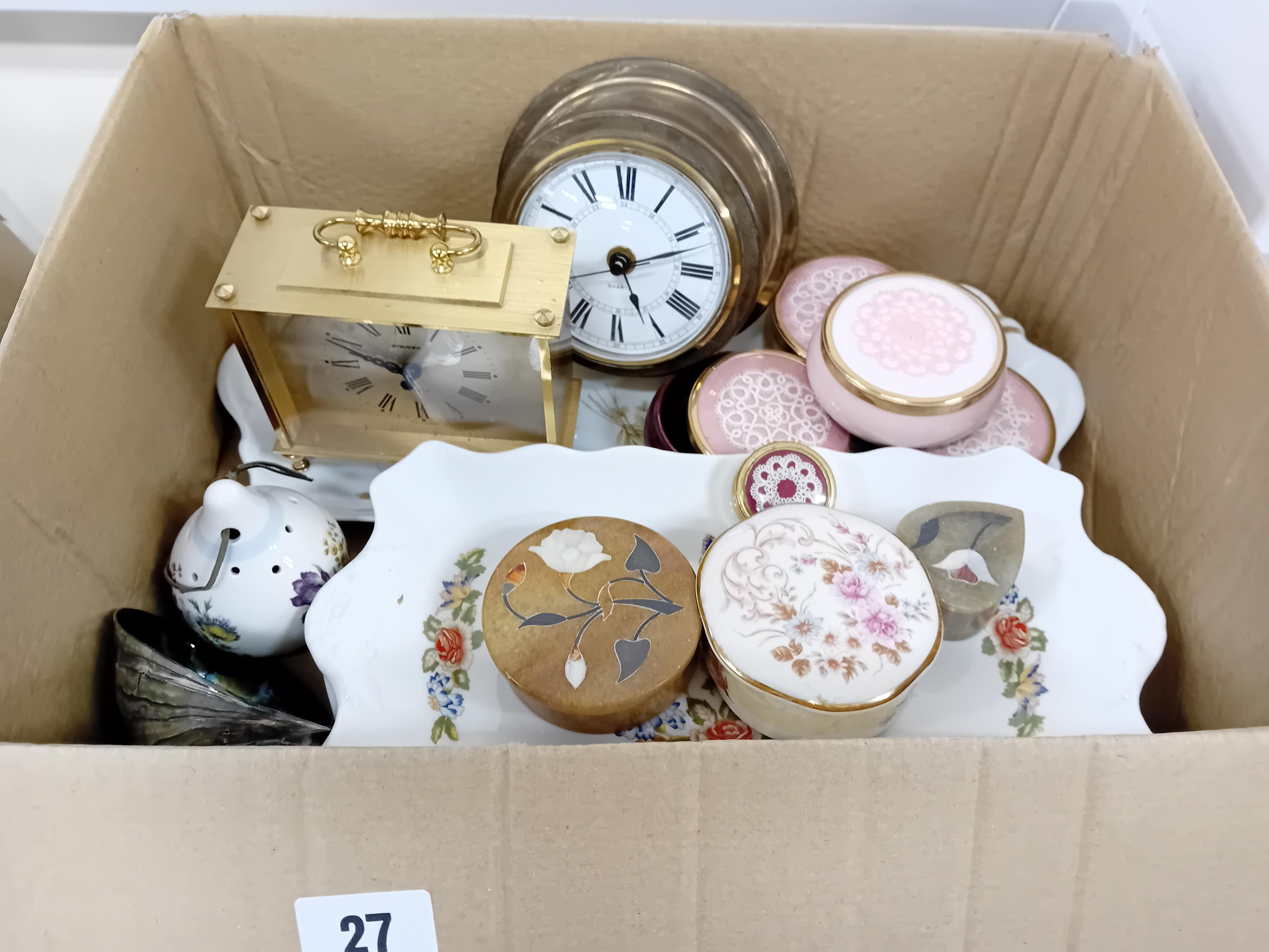 BOX CONTAINING 2 BRASS CLOCKS