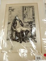 SIGNED PRINT ON SILK GENT SMOKING PIPE