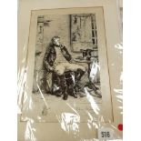 SIGNED PRINT ON SILK GENT SMOKING PIPE