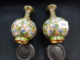 PAIR OF LATE CLOISSONNE VASES