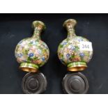 PAIR OF LATE CLOISSONNE VASES