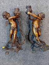 PAIR OF CONTINENTAL BRONZED CANDLESTICKS