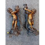 PAIR OF CONTINENTAL BRONZED CANDLESTICKS