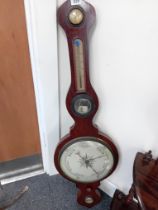 VICTORIAN MAHOGANY BANJO BAROMETER