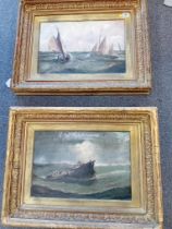 PAIR OF SEA SCAPES IN LARGE GILT FRAMES