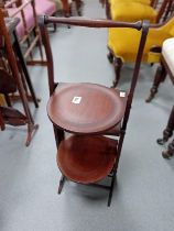 EDWARDIAN MAHOGANY CAKE STAND