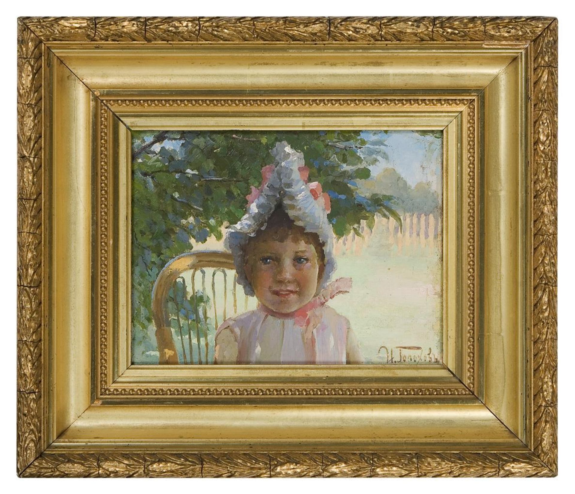 GOROCHOV, Ivan Lavrentevic (1863 Beli - 1934 Mozhajsk). Kleines Mädchen in einem sommerlichen Ga... - Image 2 of 4