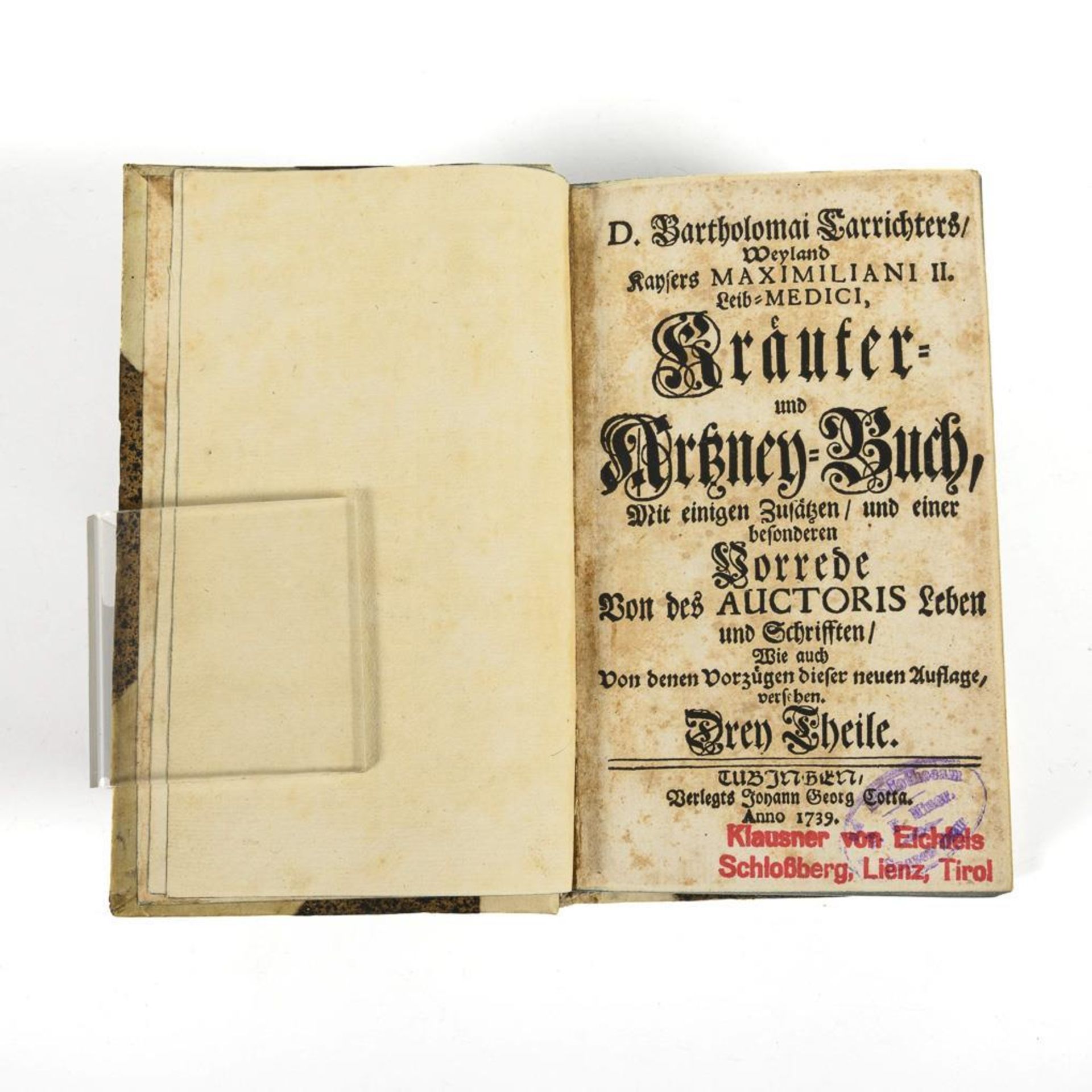 CARRICHTER, Bartholomai. "Kräuter - und Artzney-Buch".