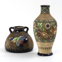 2 Jugendstil-Vasen mit Vögeln. Amphora, Turn-Teplitz.