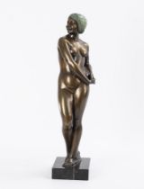 STELLA, G. Große Jugendstil-Bronze: Frauenakt.