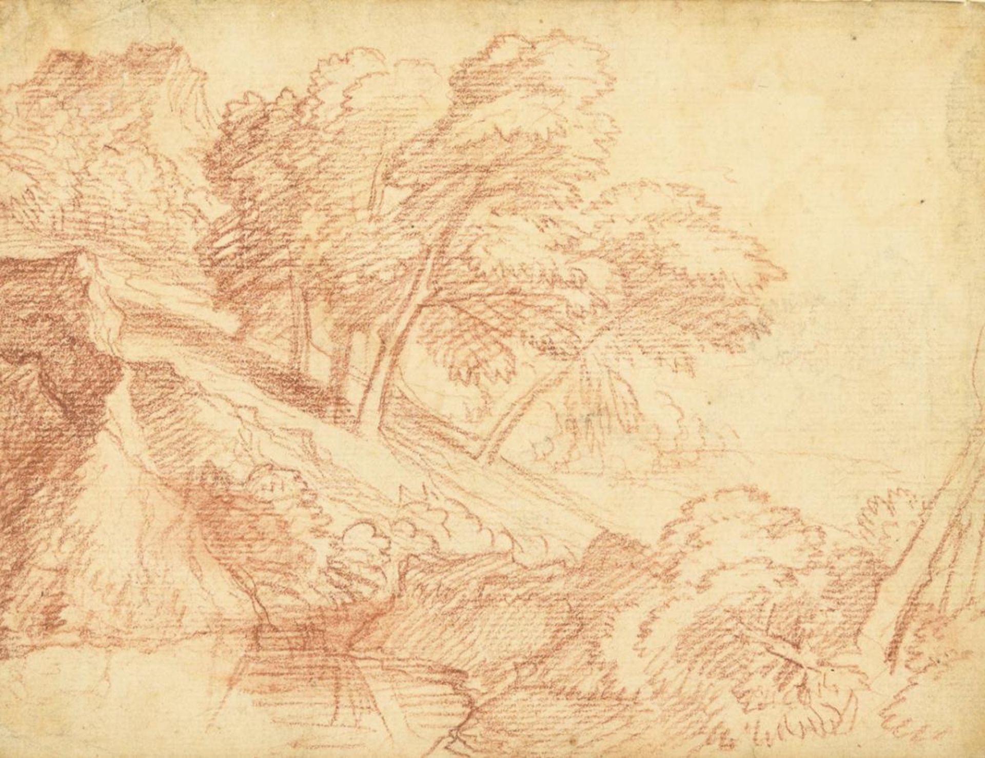 ROUSSEAU, Jacques (zugeschrieben) (1630 Paris - 1693 London). Bäume auf einem Hügel über einem Te...