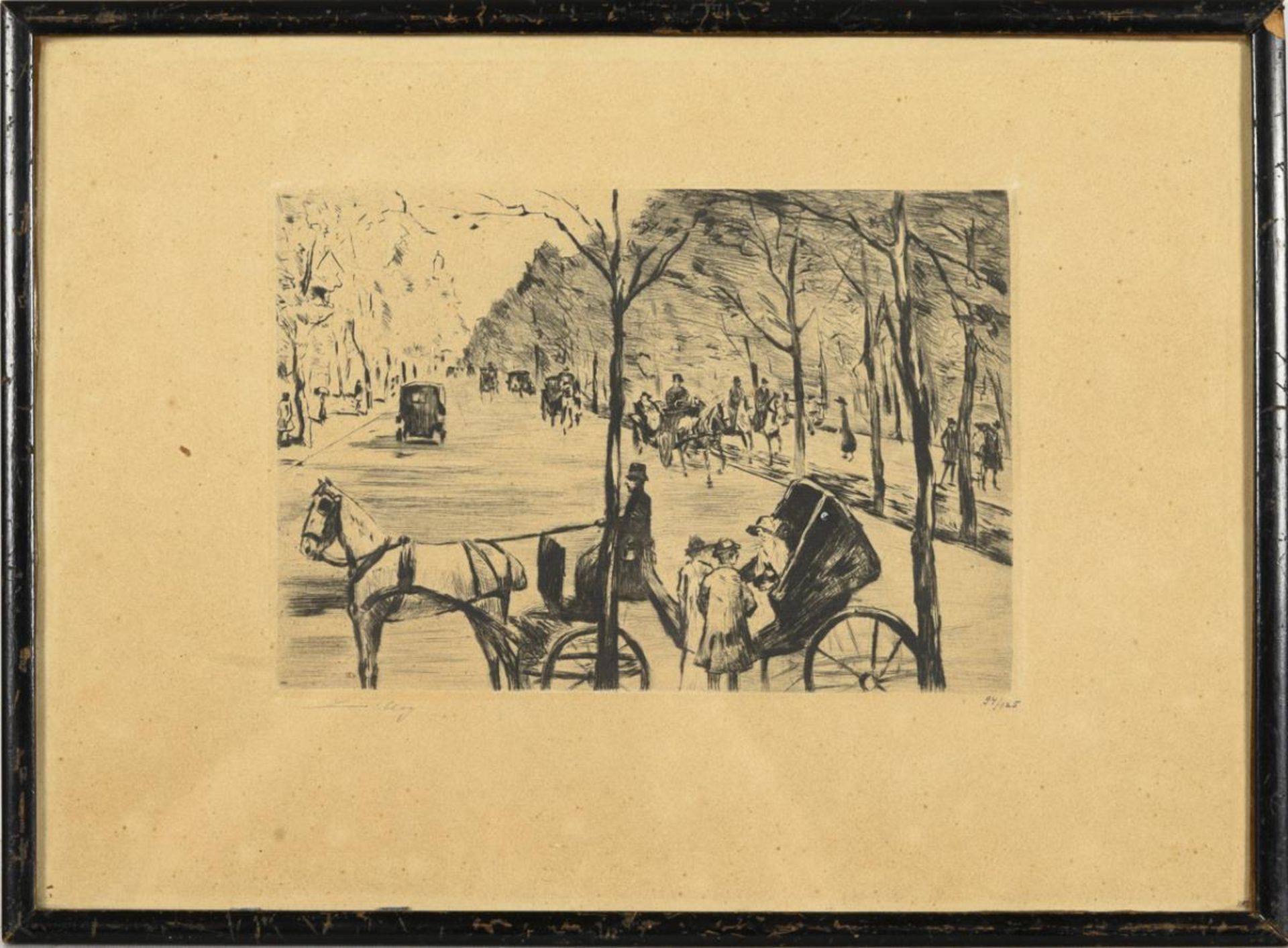 URY, Lesser (1861 Birnbaum (Miedzychodzki) - 1931 Berlin). Allee im Tiergarten mit Kutschen. - Bild 2 aus 2
