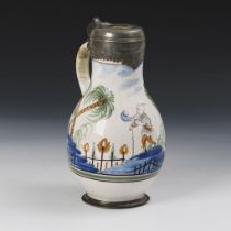 Barocker Fayence-Birnkrug mit Chinoiserie. Flörsheim.