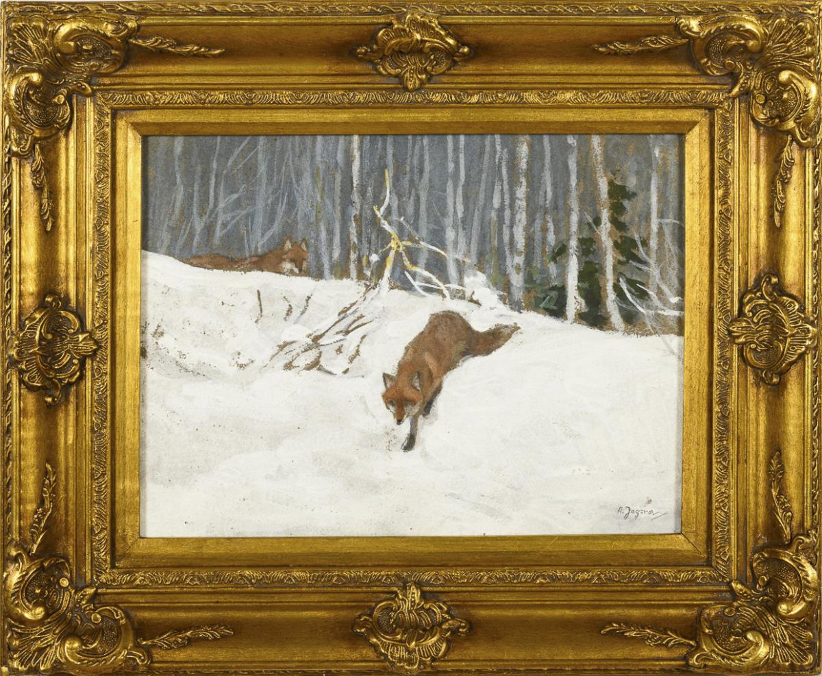 JEGOROV, Andrei (1878 Arküla/Estland - 1954 Tallin). Füchse im Winterwald. - Image 3 of 4