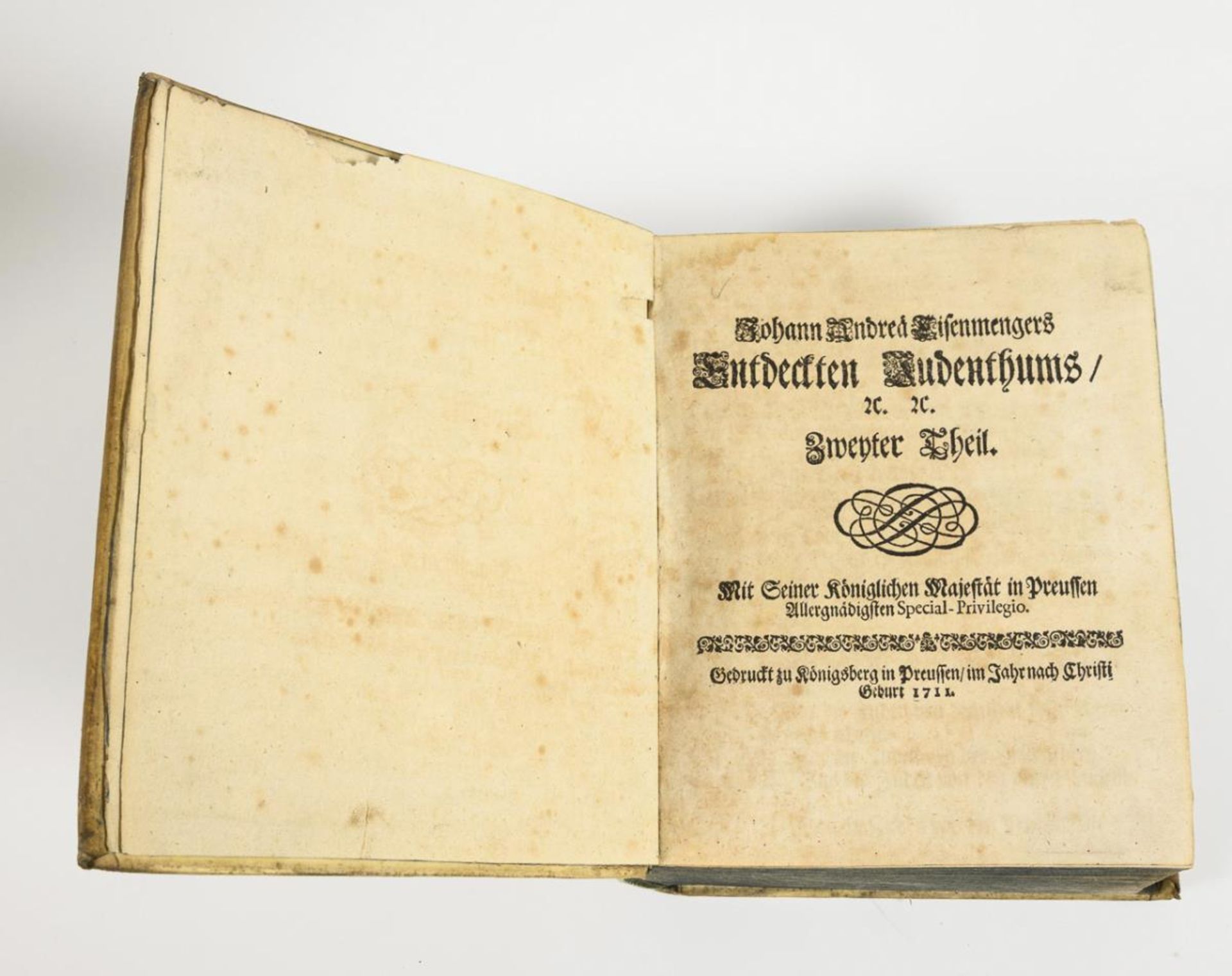 EISENMENGERS, Johann Andreas. 2 Bände "Entdecktes Judenthum". - Bild 2 aus 2