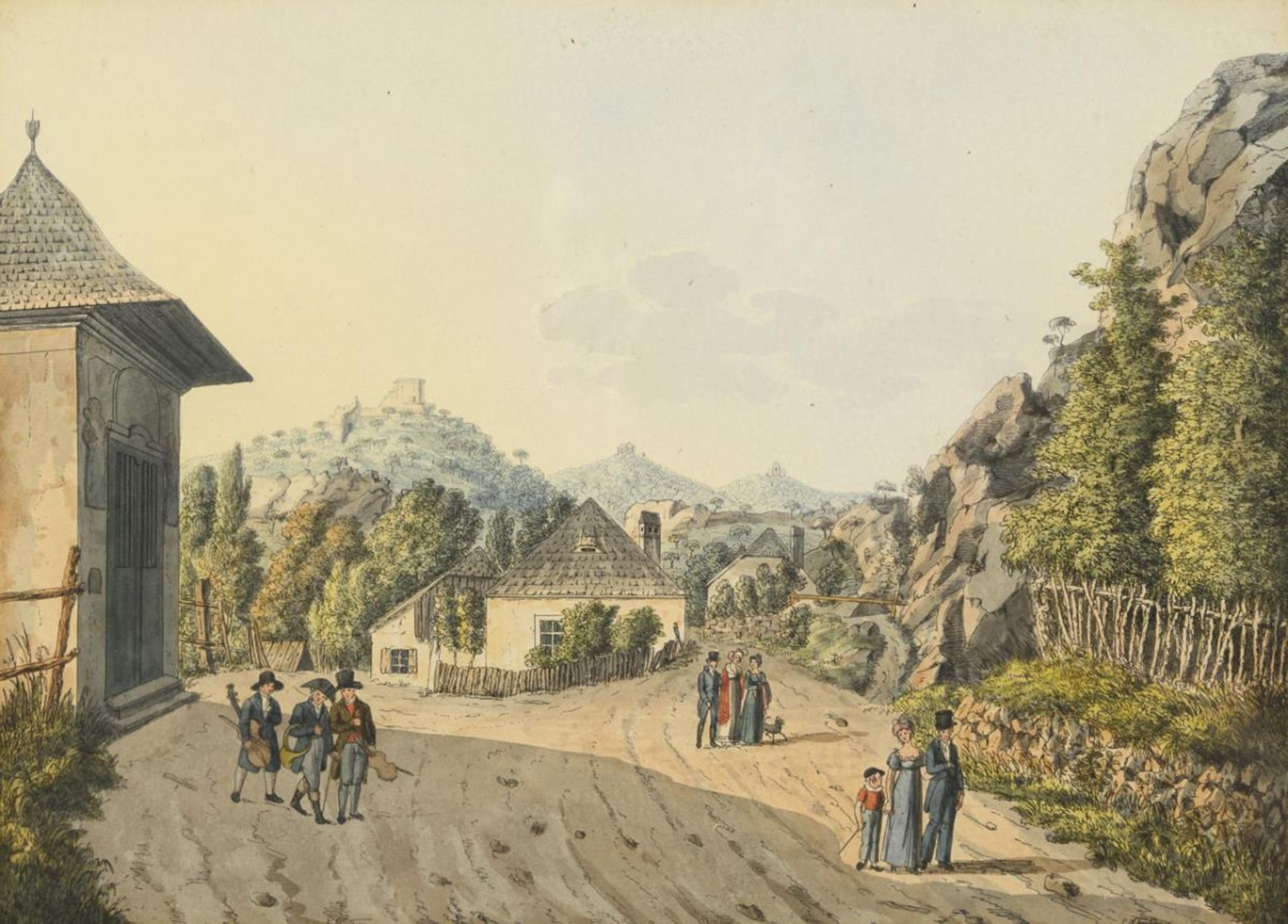 MOHN, Ludwig  (1797 Halle - 1857 Wien). Biedermeier-Landschaft mit Staffage.