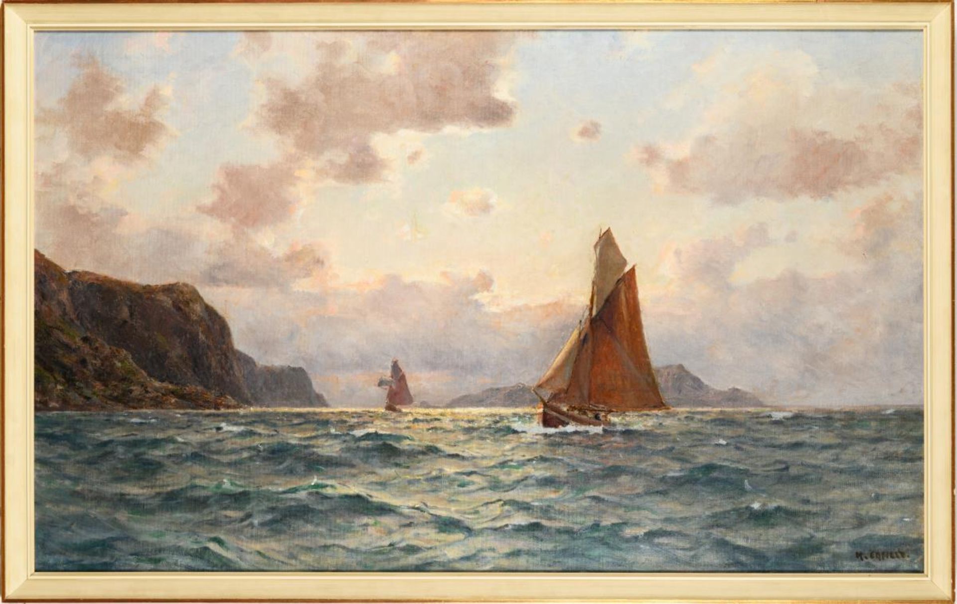 ENFIELD, Henry (1849 London - 1908). Segelboote an der Amalfi. - Image 3 of 6