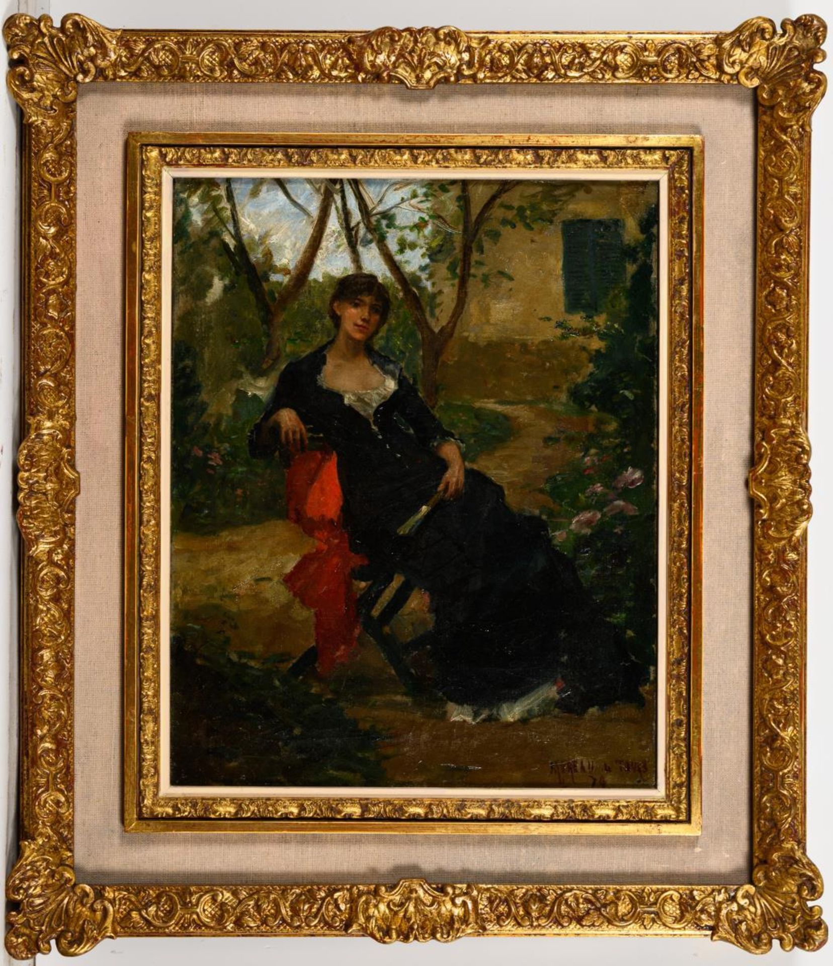 MOREAU DE TOURS, Georges (1848 Ivry-sur-Seine - 1901 Bois-le-Roi). Frau im Garten. - Image 3 of 6