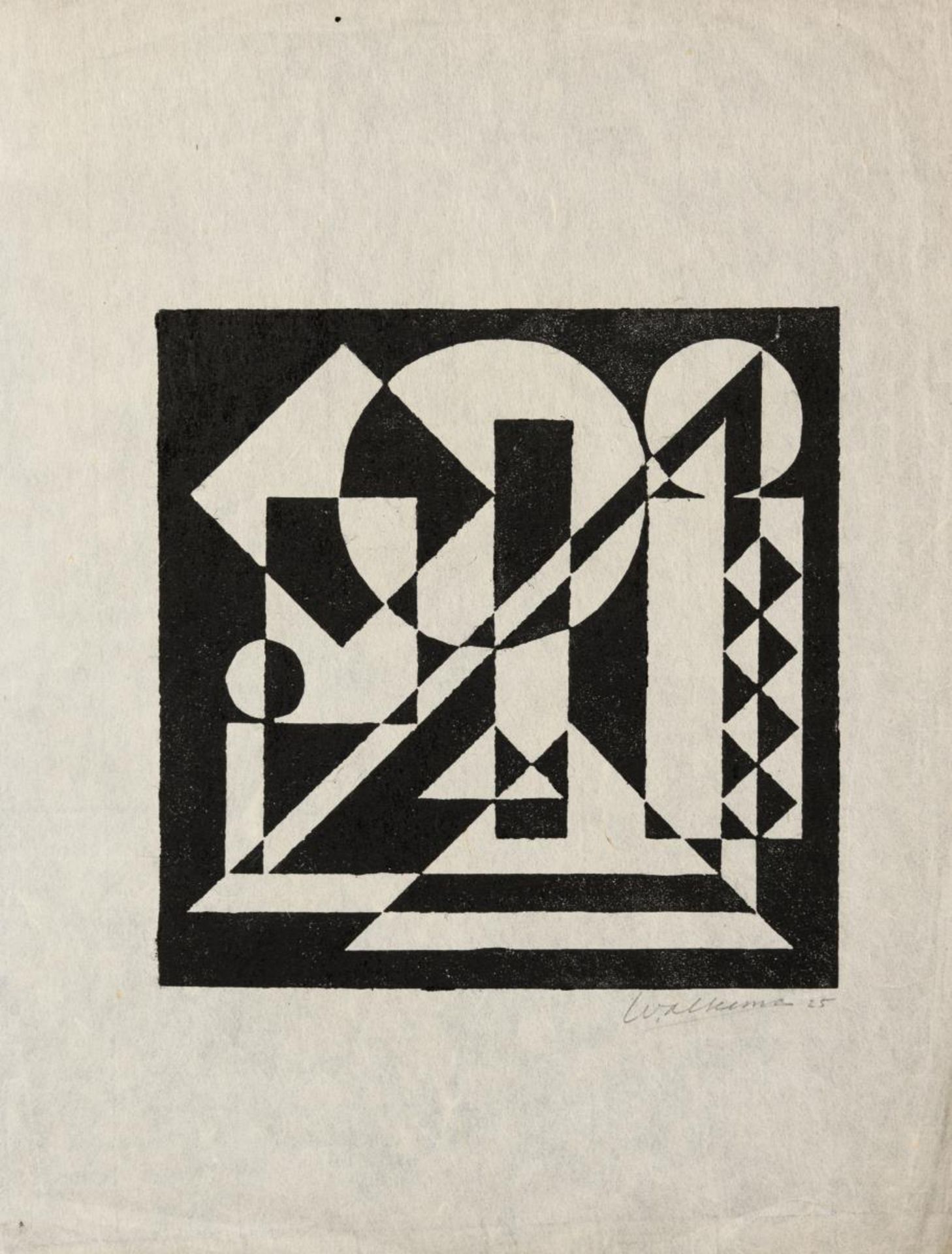 ALKEMA, Wobbe  (1900 Nieuw-Buinen - 1984 Kampen). Frühe konstruktivistische Komposition.