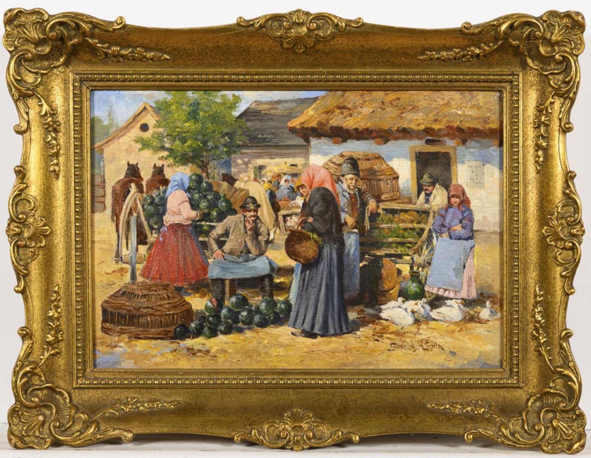 Ungarischer Maler: Marktszene. - Bild 3 aus 4
