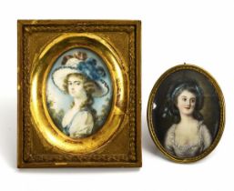 2 Miniaturen: Damenbildnisse.