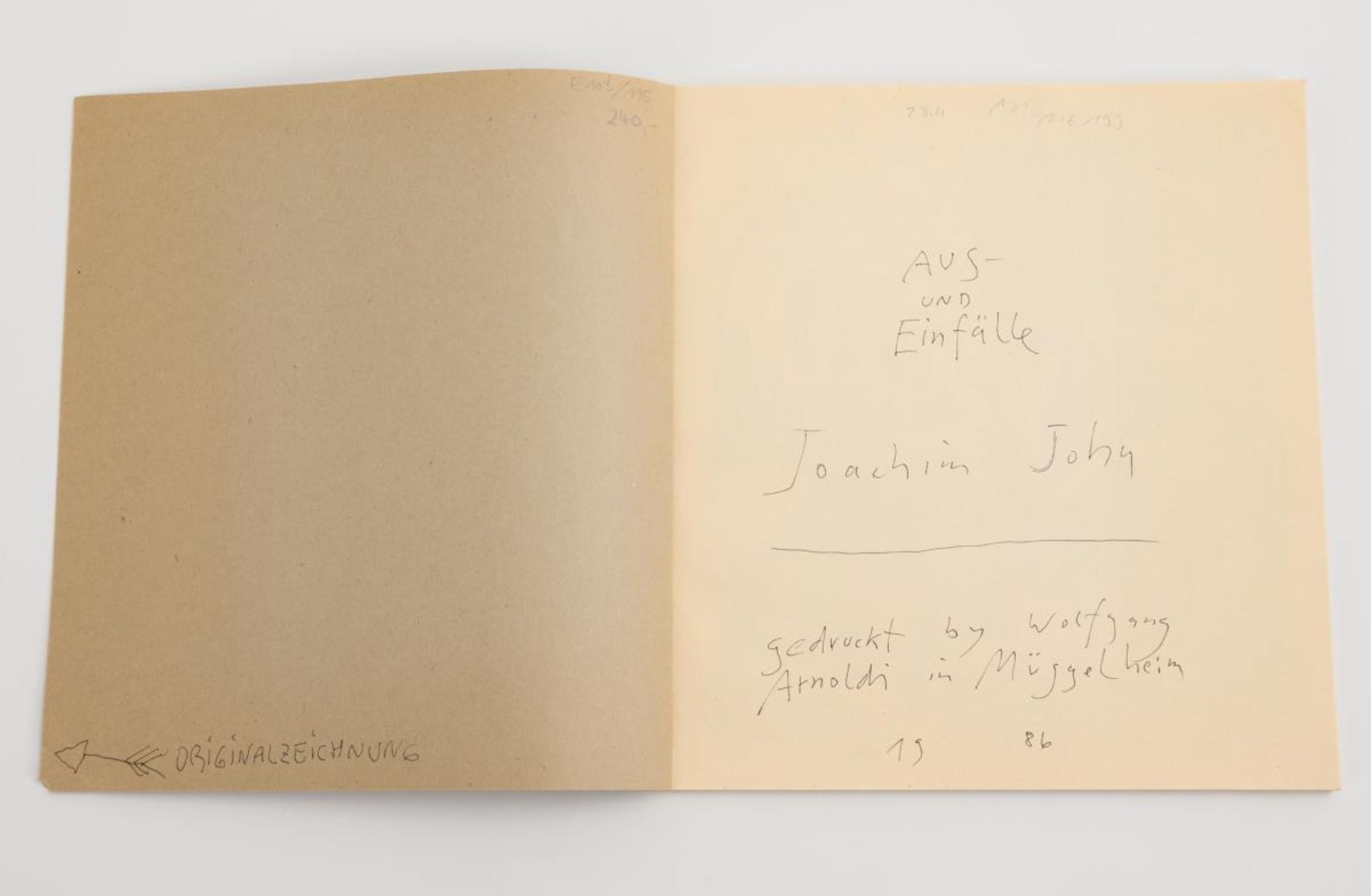 JOHN, Joachim (1933 Tetschen - 2018 Neu Frauenmark). 2 seltene Künstlerbücher: "Aus- und Einfäl... - Image 2 of 8