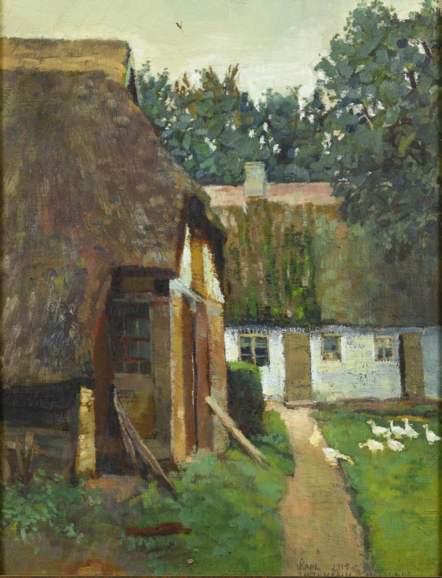 SPETHMANN, Karl (1888 Altona - 1944 Hamburg). Bauernhof mit Enten.